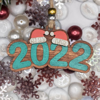 2022 Family ornament, Personalized name ornament, Christmas Tree Ornament, Wooden Custom Ornament, Santa Hats