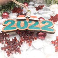 2022 Family ornament, Personalized name ornament, Christmas Tree Ornament, Wooden Custom Ornament, Santa Hats
