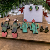 Cactus Stud Earrings, Handmade jewelry, Desert Cactus, Southwestern Jewelry, Camouflage