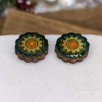 Retro Flower Stud Earrings, Floral Boho stud earrings, Round earrings