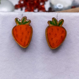 Strawberry Stud Earrings, Fruit stud earrings, handmade jewelry, post earrings