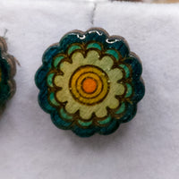 Retro Flower Stud Earrings, Floral Boho stud earrings, Round earrings