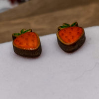 Strawberry Stud Earrings, Fruit stud earrings, handmade jewelry, post earrings