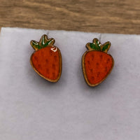 Strawberry Stud Earrings, Fruit stud earrings, handmade jewelry, post earrings