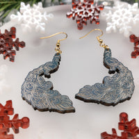 Peacock Earrings, Christmas Earrings, Dangle earrings, Handmade jewelry, Holiday Jewellery