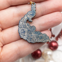 Peacock Earrings, Christmas Earrings, Dangle earrings, Handmade jewelry, Holiday Jewellery