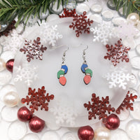 Christmas Light Bulbs, Christmas Earrings, Dangle earrings, Handmade jewelry, Holiday Jewellery