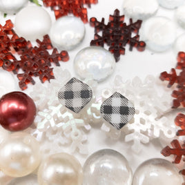 Plaid Pattern Stud Earrings, Christmas Earrings, Winter earrings,  Unisex studs, Holiday Jewelry