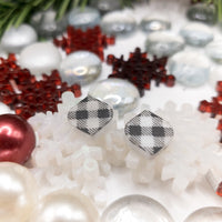 Plaid Pattern Stud Earrings, Christmas Earrings, Winter earrings,  Unisex studs, Holiday Jewelry