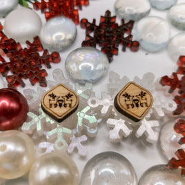 Scandinavian Deer Stud Earrings, Christmas Earrings, Winter earrings,  Unisex studs, Holiday Jewelry