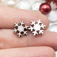 Snowflake Stud Earrings, Christmas Earrings, Winter earrings,  Unisex studs, Holiday Jewelry