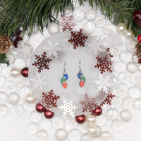 Christmas Light Bulbs, Christmas Earrings, Dangle earrings, Handmade jewelry, Holiday Jewellery