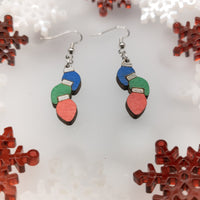 Christmas Light Bulbs, Christmas Earrings, Dangle earrings, Handmade jewelry, Holiday Jewellery