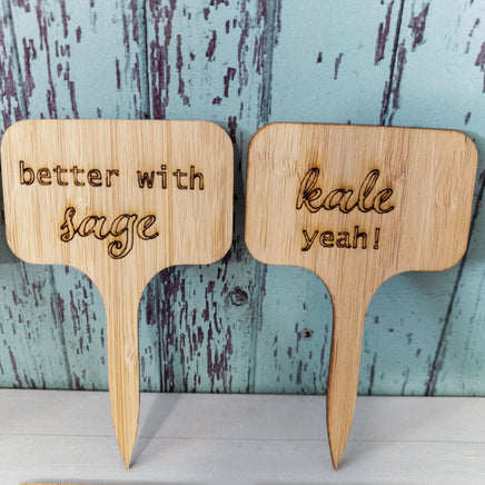 Funny Plant Labels, Bamboo Garden Markers, Herb garden labels, Plant lover Gift, Gardener Gift