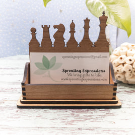 Chess Pieces Business Card Holder, Desk Card Holder, Game player gift, strategic thinker gift