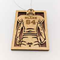 Football Ornament, Car Charm, Wooden Backpack tag, Sports Lover Gift, custom football team ornaments, Locker Magnet