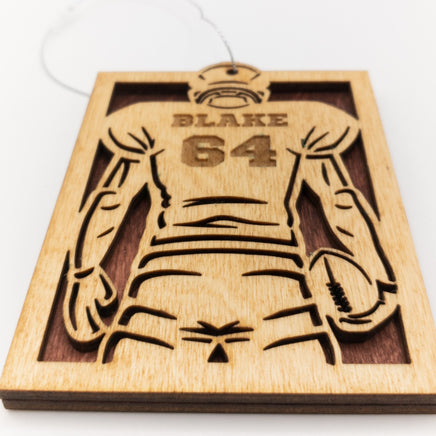 Football Ornament, Car Charm, Wooden Backpack tag, Sports Lover Gift, custom football team ornaments, Locker Magnet