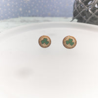 Shamrock Stud Earrings, St. Patrick's Day Earrings, Irish earrings,  Unisex studs, Holiday Jewelry, Handmade