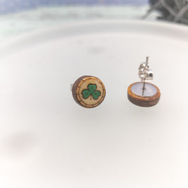 Shamrock Stud Earrings, St. Patrick's Day Earrings, Irish earrings,  Unisex studs, Holiday Jewelry, Handmade