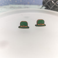 Derby Hat Stud Earrings, St. Patrick's Day Earrings, Irish earrings,  Unisex studs, Holiday Jewelry, Handmade