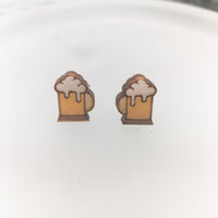 Beer Mug Stud Earrings, St. Patrick's Day Earrings, Beer Stein, Unisex studs, Holiday Jewelry, Handmade