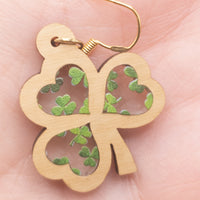 Shamrock Dangle Earrings, Inlay acrylic earrings, St. Patrick's Day Jewelry, Handmade