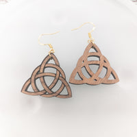 Celtic Knot Dangle Earrings, Walnut Drop earrings, St. Patrick's Day Jewelry, Wood Jewellery