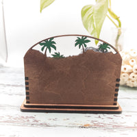 Beach Business Card Holder for desk, Palm Tree and Flip Flops Desk Card Holder, Tropical Gift for office, personalized