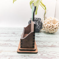 Dinosaur Business Card Holder for desk, T-Rex Card Holder, Gift for office, personalized wooden desktop card display