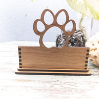 Dog lover Business Card Holder, Desk Card Holder, Pawprint and bones, great gift for Veterinarian, dog trainer or groomer!