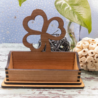 Shamrock Business Card Holder, Clover Desk Card Holder, Irish Luck Gift for office, personalized wooden desktop card display