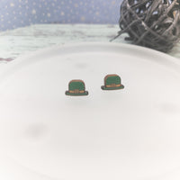 Derby Hat Stud Earrings, St. Patrick's Day Earrings, Irish earrings,  Unisex studs, Holiday Jewelry, Handmade