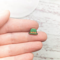 Derby Hat Stud Earrings, St. Patrick's Day Earrings, Irish earrings,  Unisex studs, Holiday Jewelry, Handmade