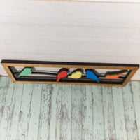 Birds on a wire with Rustic Frame, wooden wall hanging, Handmade wall art, Home Decor, Colorful Birds