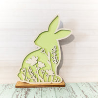 Standing Easter Bunny, Spring Decor, Easter Shelf Sitter, Easter Tiered Tray, Easter Display, Floral Bunnies
