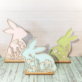 Standing Easter Bunny, Spring Decor, Easter Shelf Sitter, Easter Tiered Tray, Easter Display, Floral Bunnies