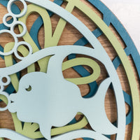 Kissing Fish Wall Decor, Beach House Decor, Coastal Accents, 3D Layered, Sea Life, Beach Lover's Gift, Wood Wall Art