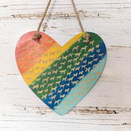Love Dogs sign, engraved dog sign, Rainbow Heart, Dog breeds, Wall Decor, Hanging Sign