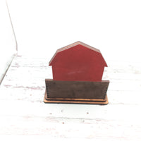 Big Red Barn Business Card Holder for desk, Farm Desk Card Holder, Barn with Chickens, great gift for Farmer or Livestock veterinarian.