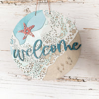 Footprints in the sand Wall Decor, Ocean Welcome Sign, Beach House Decor, Coastal Accents, 3D Layered, vacation rental decor, Wood Wall Art