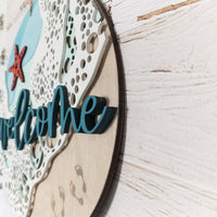 Footprints in the sand Wall Decor, Ocean Welcome Sign, Beach House Decor, Coastal Accents, 3D Layered, vacation rental decor, Wood Wall Art