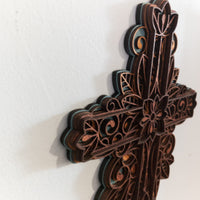 Layered wooden cross, 4 layer crucifix, wood wall decor, Christian wall art, Mandala wall hanging
