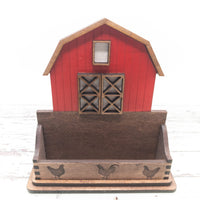 Big Red Barn Business Card Holder for desk, Farm Desk Card Holder, Barn with Chickens, great gift for Farmer or Livestock veterinarian.