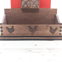 Big Red Barn Business Card Holder for desk, Farm Desk Card Holder, Barn with Chickens, great gift for Farmer or Livestock veterinarian.