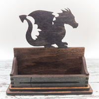 Dragon and sword, Business Card Holder for desk, Desk Card Holder, Legendary Creature, Mythical Decor, Gift for Him