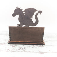 Dragon and sword, Business Card Holder for desk, Desk Card Holder, Legendary Creature, Mythical Decor, Gift for Him