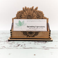 Sunflower Business Card Holder for desk, Floral Desk Card Holder, Gift for office, personalized