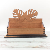 Monstera Business Card Holder for desk, Tropical Desk Card Holder, Nature Gift for office, personalized wooden desktop card display