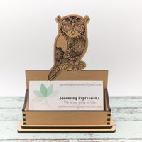 Owl Business Card Holder for desk, Desk Card Holder, Personalized Desk Decor, Custom Gift