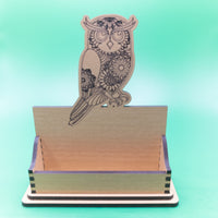 Owl Business Card Holder for desk, Desk Card Holder, Personalized Desk Decor, Custom Gift